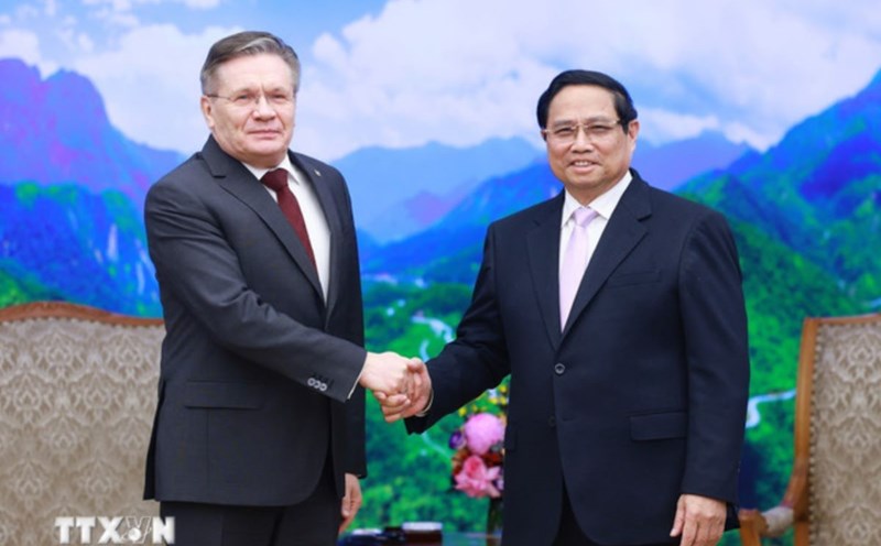 Prime Minister Pham Minh Chinh received Mr. Alexey Likhachev, General Director of Rosatom. Photo: VNA