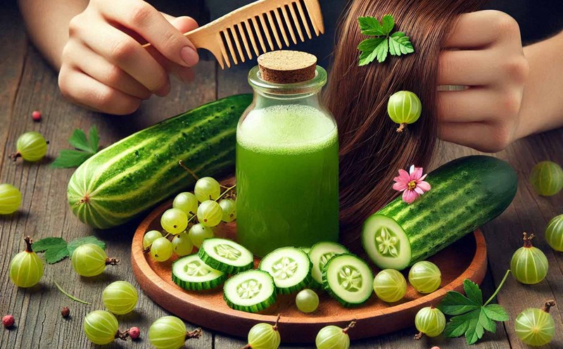 Both amla and cucumber are rich in antioxidants that help protect hair follicles from damage caused by free radicals. Photo - AI: Ngoc Thuy