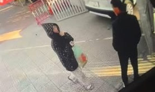 Hình ảnh người phụ nữ áo đen vào trường mầm non nghi bắt cóc cháu bé ở Hải Phòng. Ảnh: Gia đình cung cấp