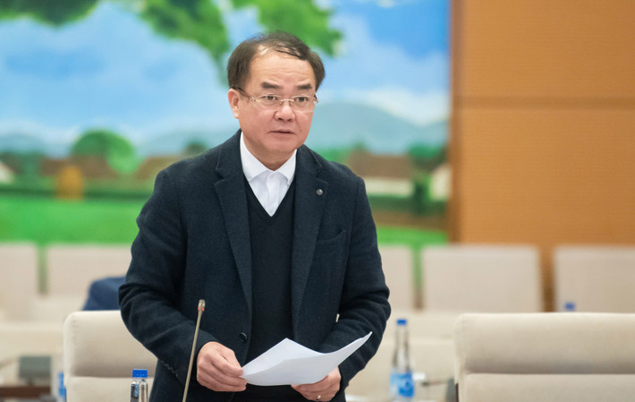 Deputy Minister of Home Affairs Vu Chien Thang presented the Proposal on the establishment of wards in Phu My town and the establishment of Phu My city in Ba Ria - Vung Tau province. Photo: Quochoi.vn