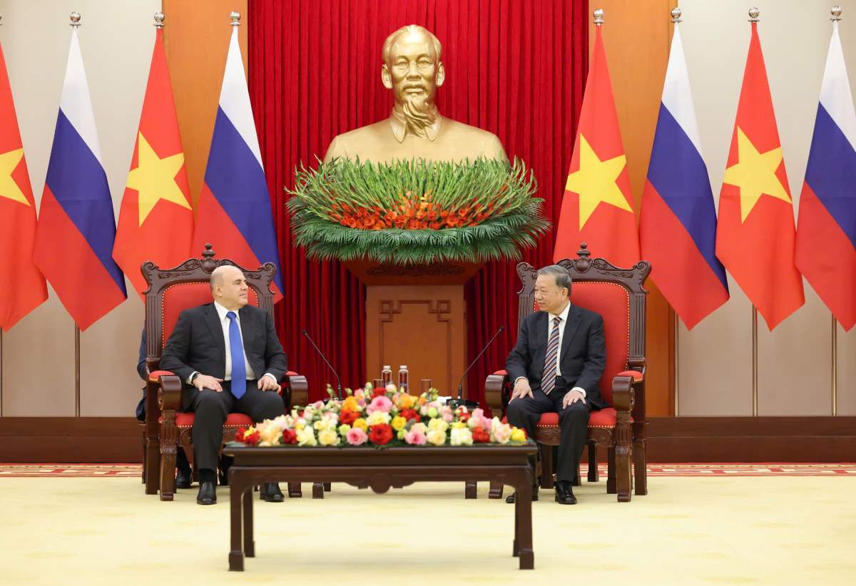 General Secretary To Lam received Russian Prime Minister Mikhail Mishustin on January 14, 2025. Photo: Hai Nguyen