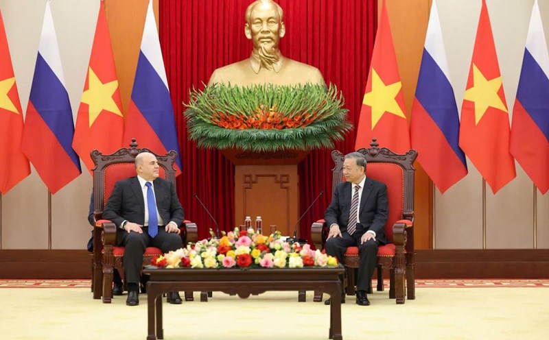 General Secretary To Lam received Russian Prime Minister Mikhail Mishustin on January 14, 2025. Photo: Hai Nguyen