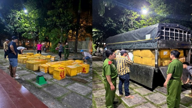 Bắt quả tang 2 xe tải chở hơn 1 tấn tôm bơm tạp chất