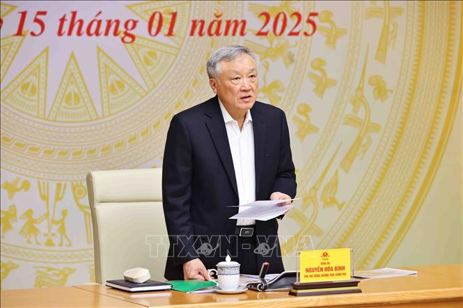 Deputy Prime Minister Nguyen Hoa Binh chairs the 9th meeting of the Government's Steering Committee for Administrative Reform. Photo: Minh Duc/VNA