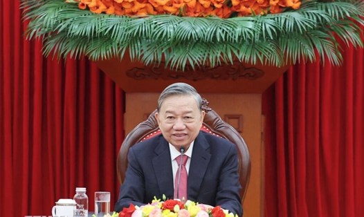 Tổng Bí thư Tô Lâm điện đàm với Tổng Bí thư, Chủ tịch nước Trung Quốc Tập Cận Bình. Ảnh: TTXVN