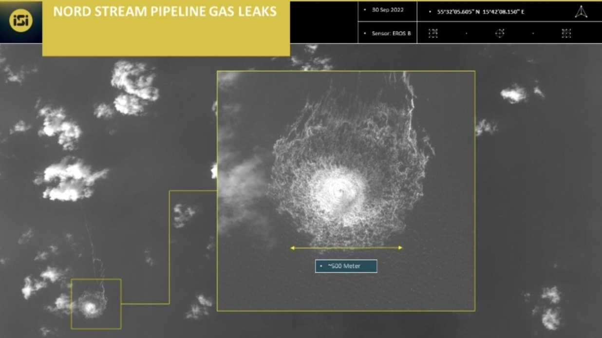 Vu vo duong ong Nord Stream van chuyen khi dot Nga sang chau Au giai phong khoang 465.000 tan khi methane vao khi quyen. Anh: ImageSat International (ISI)