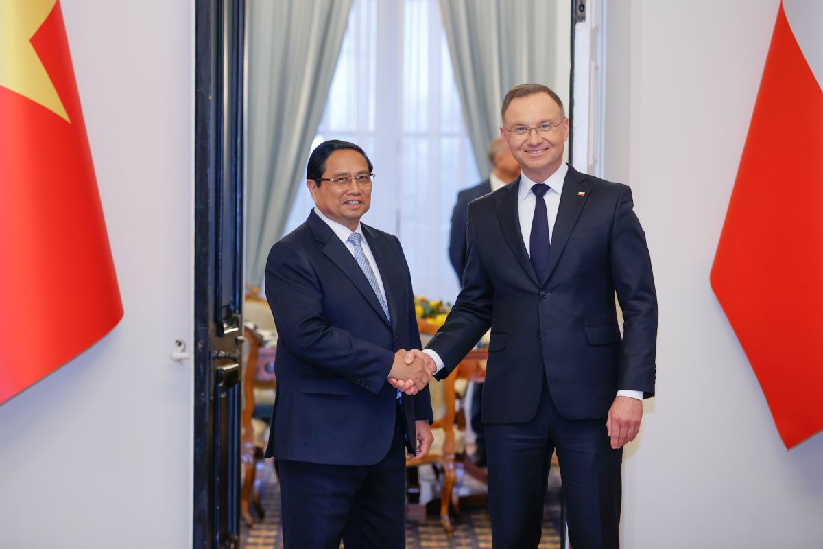 Prime Minister Pham Minh Chinh meets with Polish President Andrzej Duda. Photo: VGP