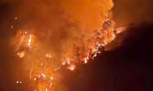 Vụ cháy rừng vào đêm 16.1 tại huyện Hữu Lũng, Lạng Sơn. Ảnh: Người dân cung cấp