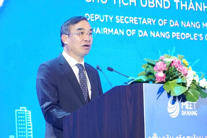 Mr. Le Trung Chinh, Chairman of Da Nang City People's Committee at the Forum of Friendship and Cooperation Cities - Da Nang 2025. Photo: Nguyen Linh