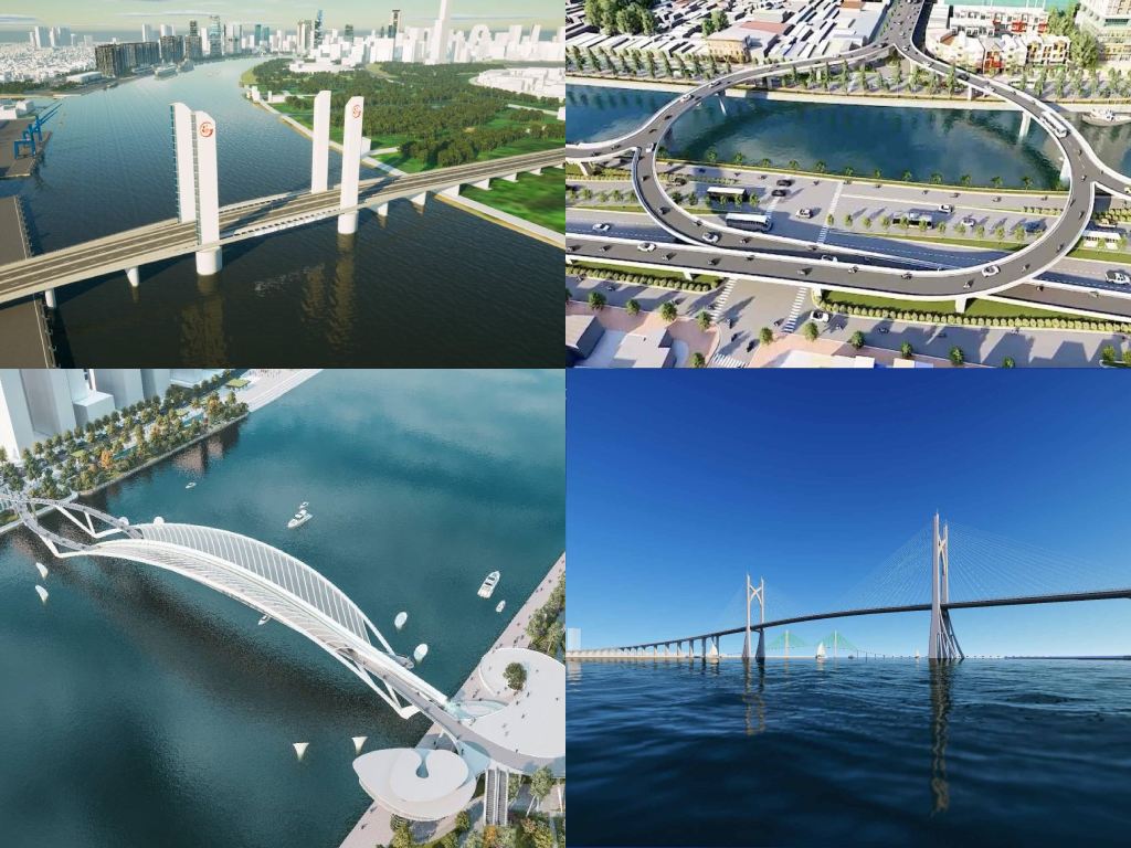 Perspective of the trillion-dollar bridges that will start construction in 2025 in Ho Chi Minh City. Photo collage: Huyen Tran