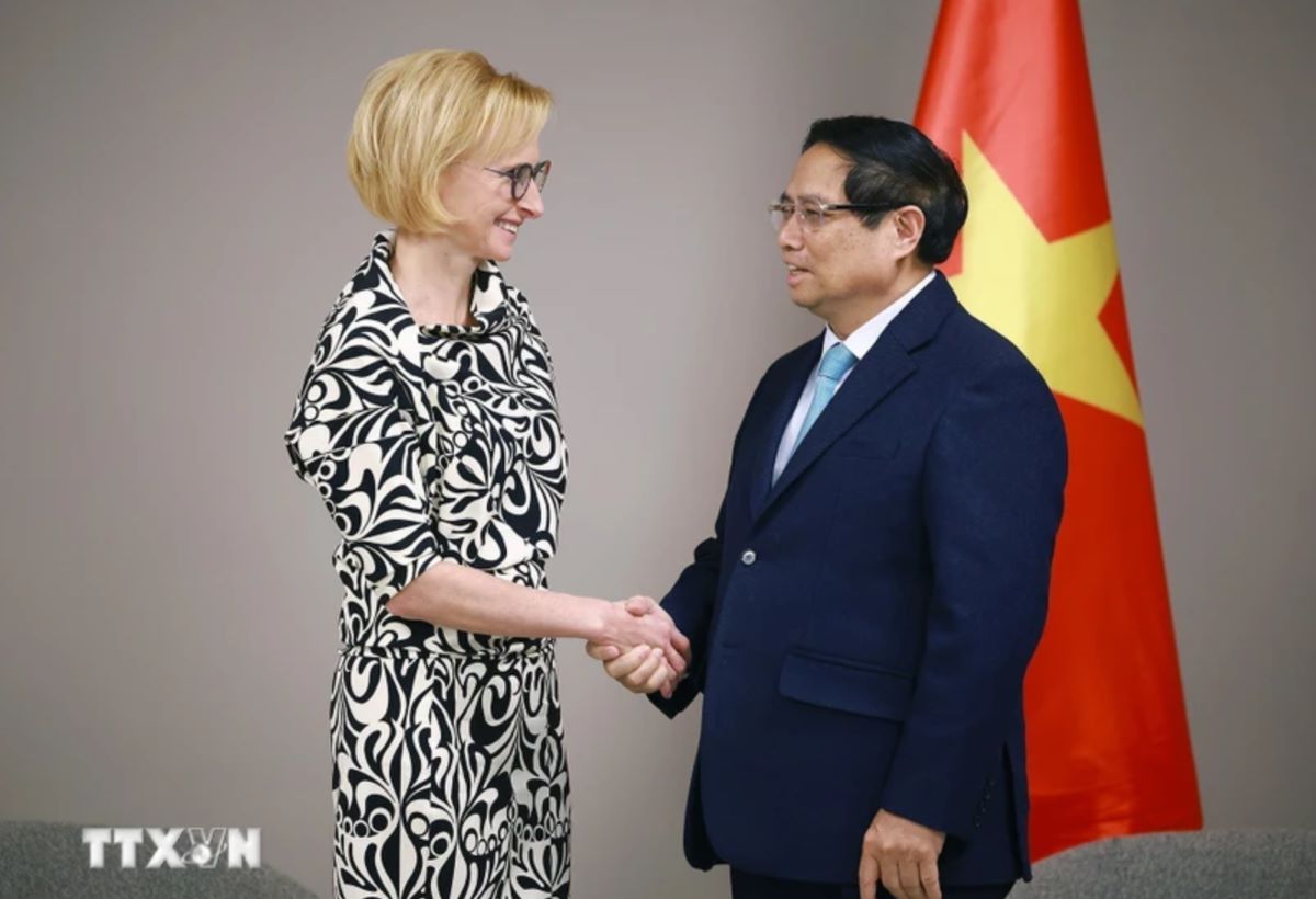 Prime Minister Pham Minh Chinh received Ms. Katerina Konecna, Chairwoman of the Communist Party of Czech-Morava. Photo: VNA