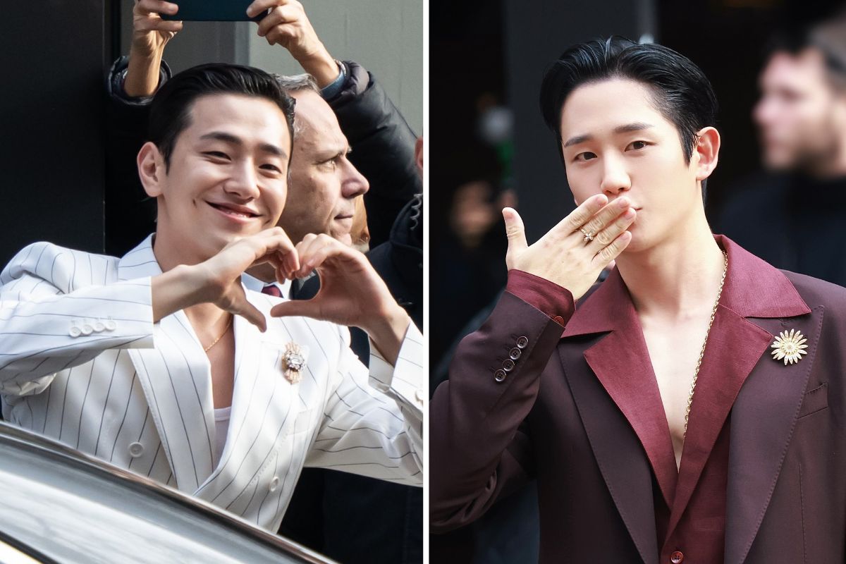 Nam Yoon Su and Jung Hae In greet fans at the Dolce & Gabbana show. Photo: X