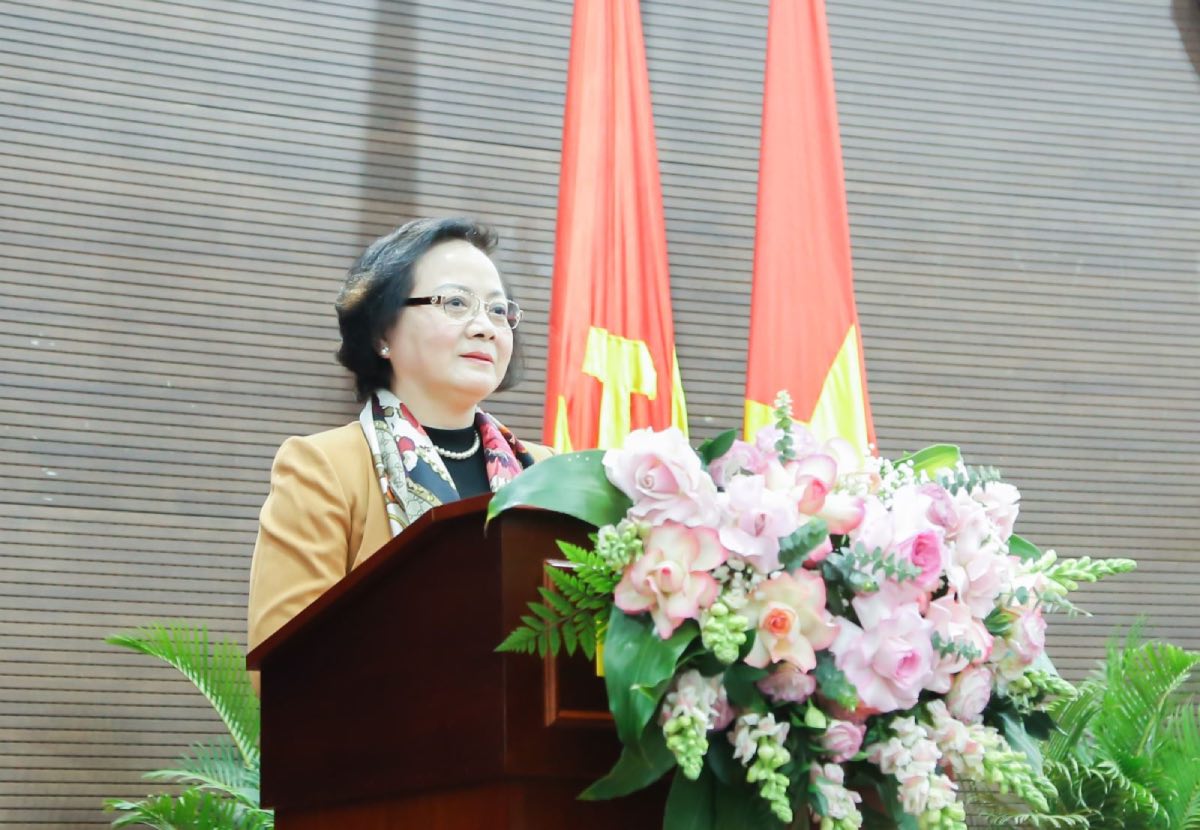 Minister of Home Affairs Pham Thi Thanh Tra gave a speech at the Conference. Photo: Ministry of Home Affairs