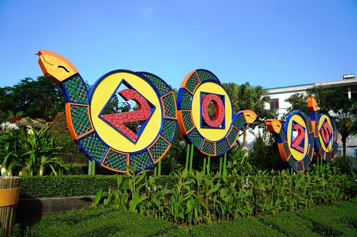 The snake mascot in Long Dau mountain area, Quang Ngai city has been completed. Photo: Vien Nguyen