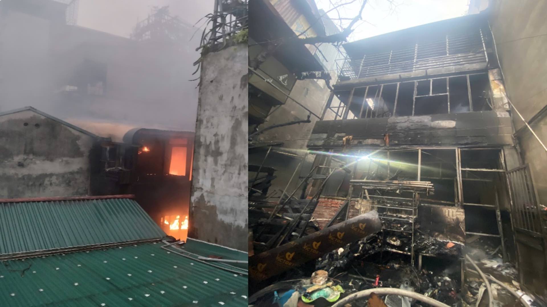 Scene of a 3-storey house fire in Hoan Kiem District (Hanoi). Photo: Hanoi City Police