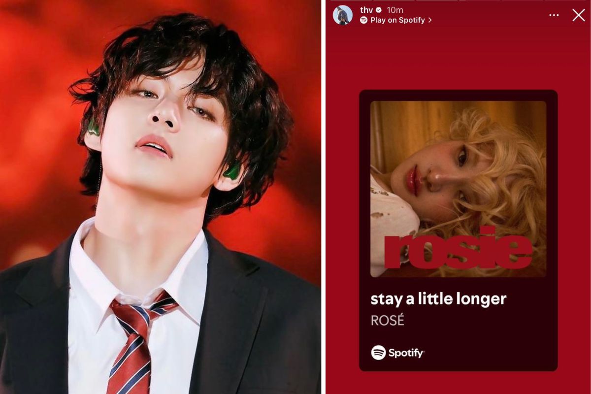 V (BTS) shares Rose's (Blackpink) song. Photo: Instagram