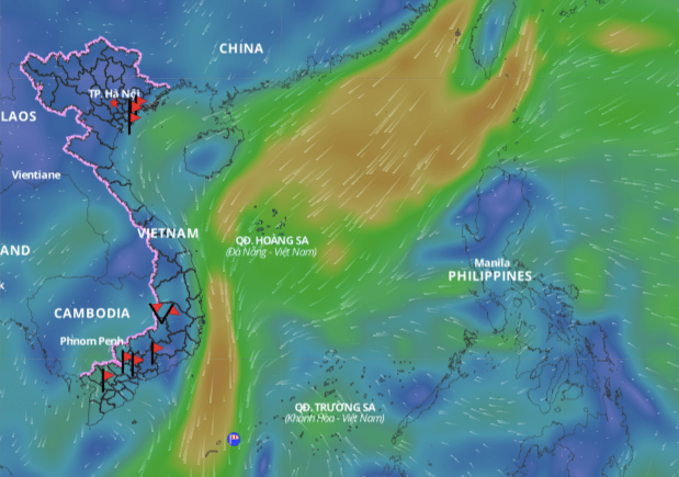 This morning, January 2, the low pressure area is forecast to be at 6.5 - 7.5 degrees north latitude, 111.5 - 113.5 degrees east longitude. Photo: Vietnam Disaster Monitoring System
