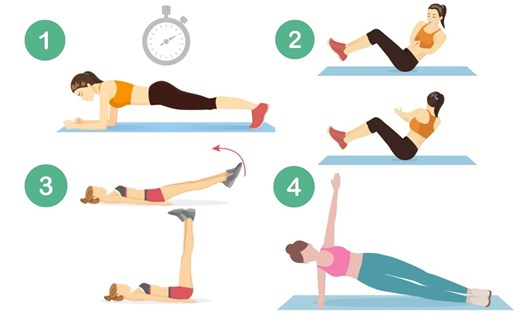 Bài tập cơ bụng giúp vòng eo săn chắc sau 50 tuổi. Đồ họa: Thanh Thanh