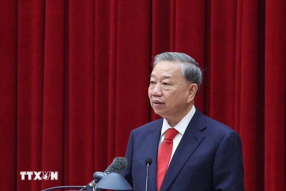 General Secretary To Lam speaks at the meeting. Photo: VNA