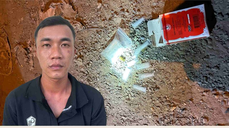 Tạm giữ hình sự đối tượng nghi tàng trữ trái phép chất ma túy. Ảnh: Công an cung cấp. 