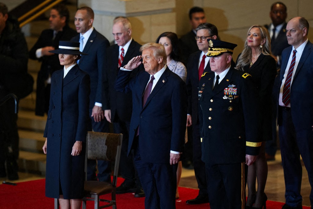Mr. Trump at the inauguration ceremony on January 20. Photo: AFP