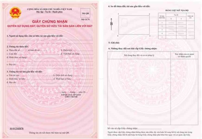 Hình ảnh của mẫu sổ đỏ mới từ 1.1.2025. Ảnh: VGP
