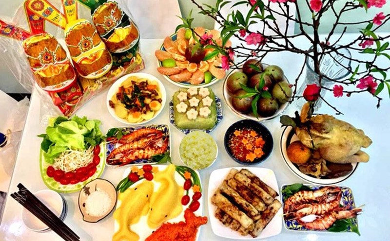 Offering tray to the Kitchen Gods. Photo: Linh Chi