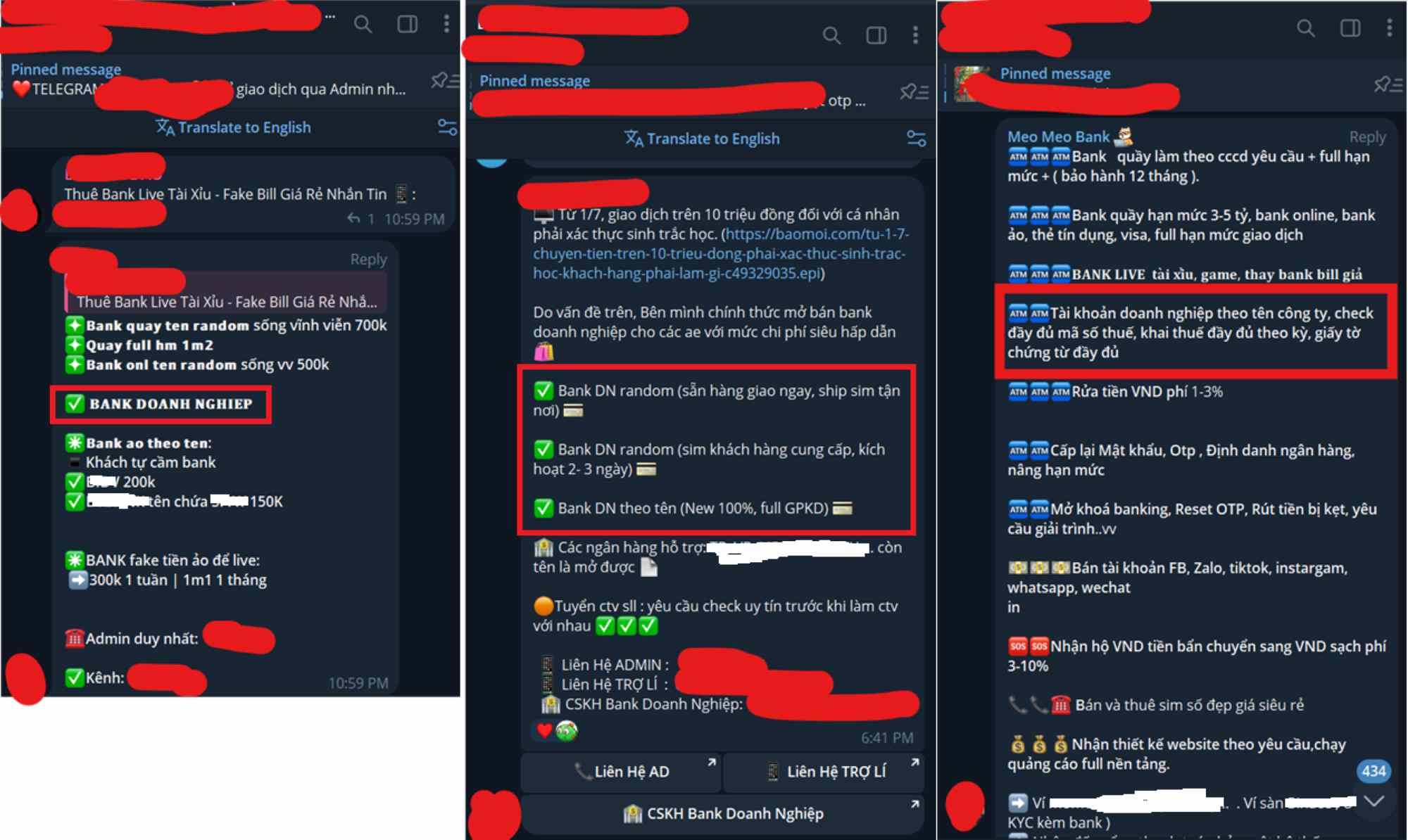 Many groups buy and sell bank accounts. Photo: Cyprotek Group