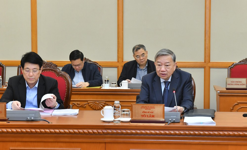 General Secretary To Lam - Head of the Steering Committee - speaks at the meeting. Photo: Dang Khoa
