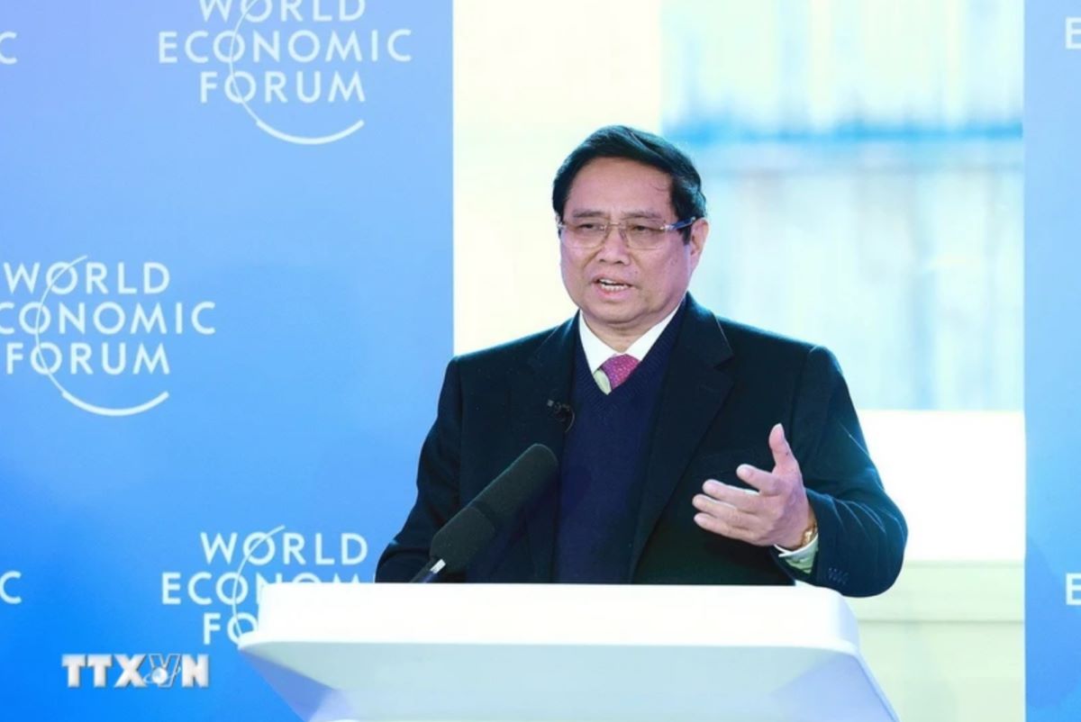 Prime Minister Pham Minh Chinh chairs the Vietnam - WEF National Strategy Dialogue. Photo: VNA