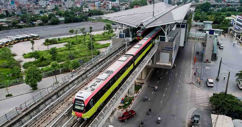 The elevated section of the Nhon - Hanoi Railway Station urban railway line. Photo: To The