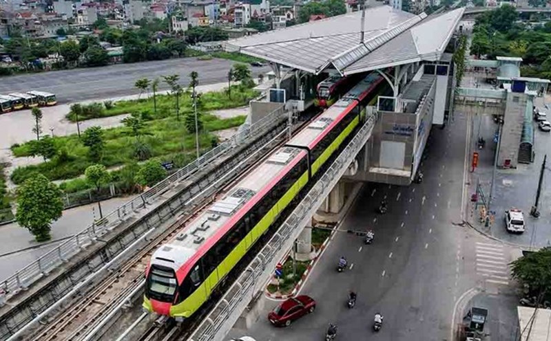The elevated section of the Nhon - Hanoi Railway Station urban railway line. Photo: To The