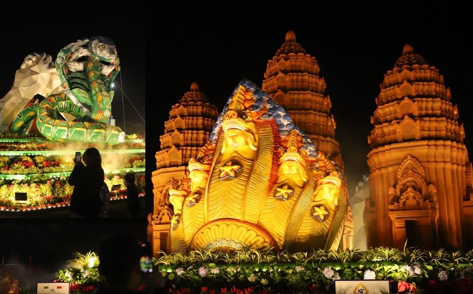 Officially "launched" on the afternoon of January 21, the 2025 Year of the Snake mascot cluster in Binh Dinh attracted a large number of people and tourists to visit and take photos. Photo: Hoai Luan