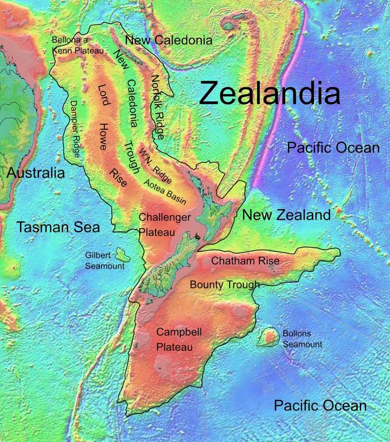 Ban do dia hinh cua luc dia Zealandia. Anh: Wiki