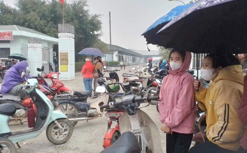 Workers at Van Ha Garment Company Ltd. stopped working on the morning of January 22. Photo: Thanh Duyen