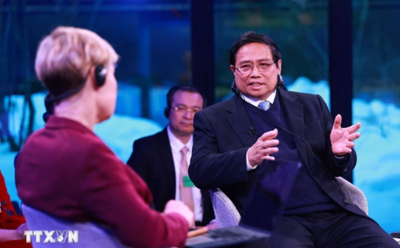 Prime Minister Pham Minh Chinh talks with WEF about Vietnam's vision on innovation and global role. Photo: VNA