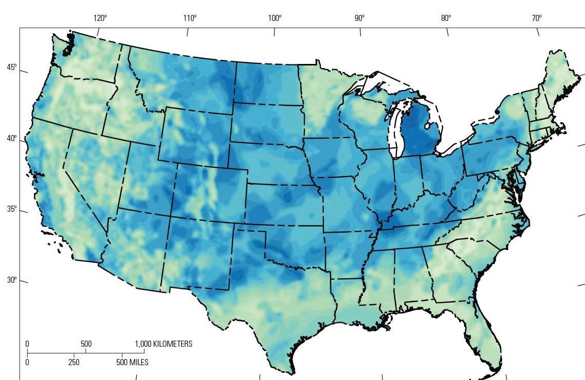 Map of hydrogen reserves in US states, estimated at 6.2 billion tons, double global gas reserves. Photo: USGS