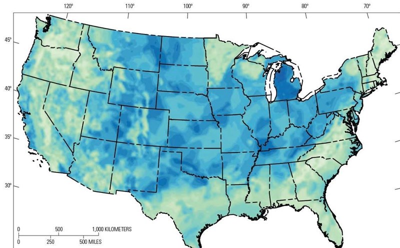 Map of hydrogen reserves in US states, estimated at 6.2 billion tons, double global gas reserves. Photo: USGS