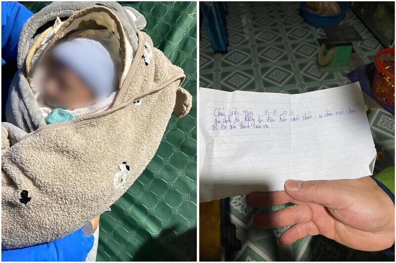 Abandoned baby boy in Yen Bai. Photo: Provided by police