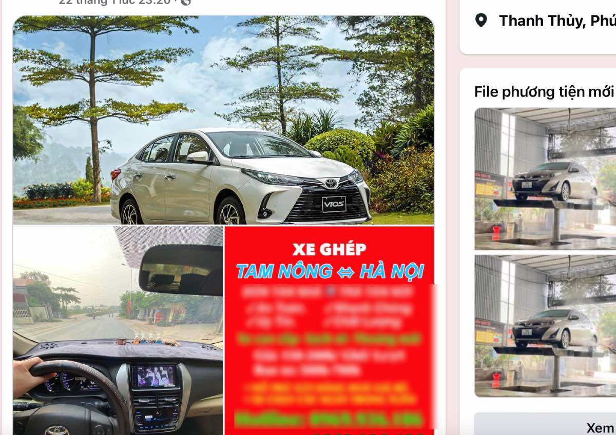 Trên các hội nhóm xe dịch vụ, xe ghép Hà Nội đi các tỉnh rất nhộn nhịp. Ảnh: Hương Nha