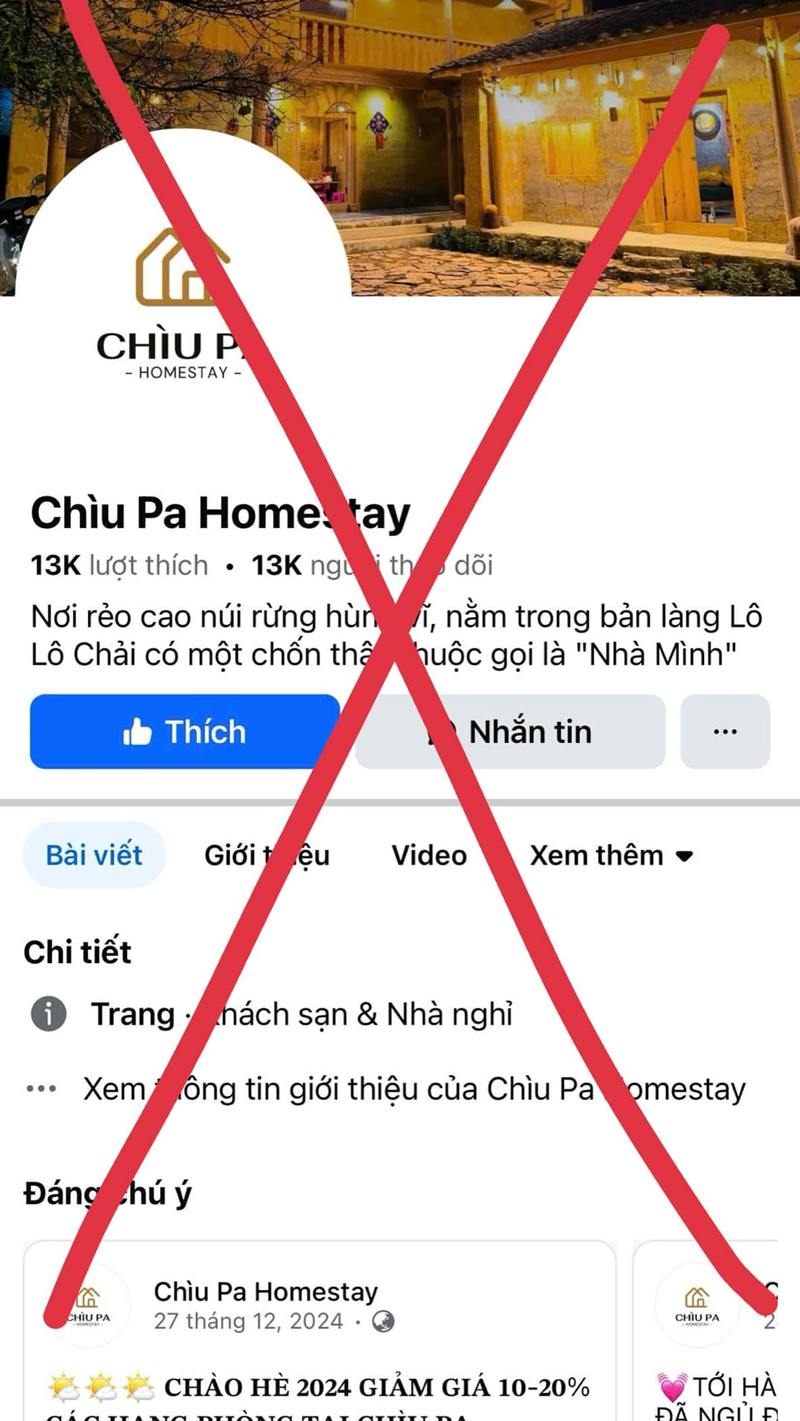 Fanpage lua dao duoc lap giong het fanpage chinh chu. Anh: Chiu Pa Homestay