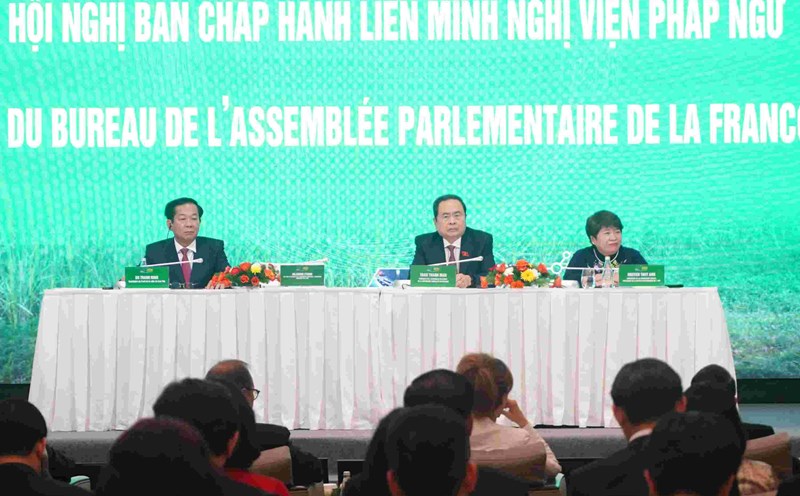 Politburo member and National Assembly Chairman Tran Thanh Man attended and spoke at the opening session of the Francophone Parliamentary Union (APF) Executive Committee Conference. Photo: Ta Quang