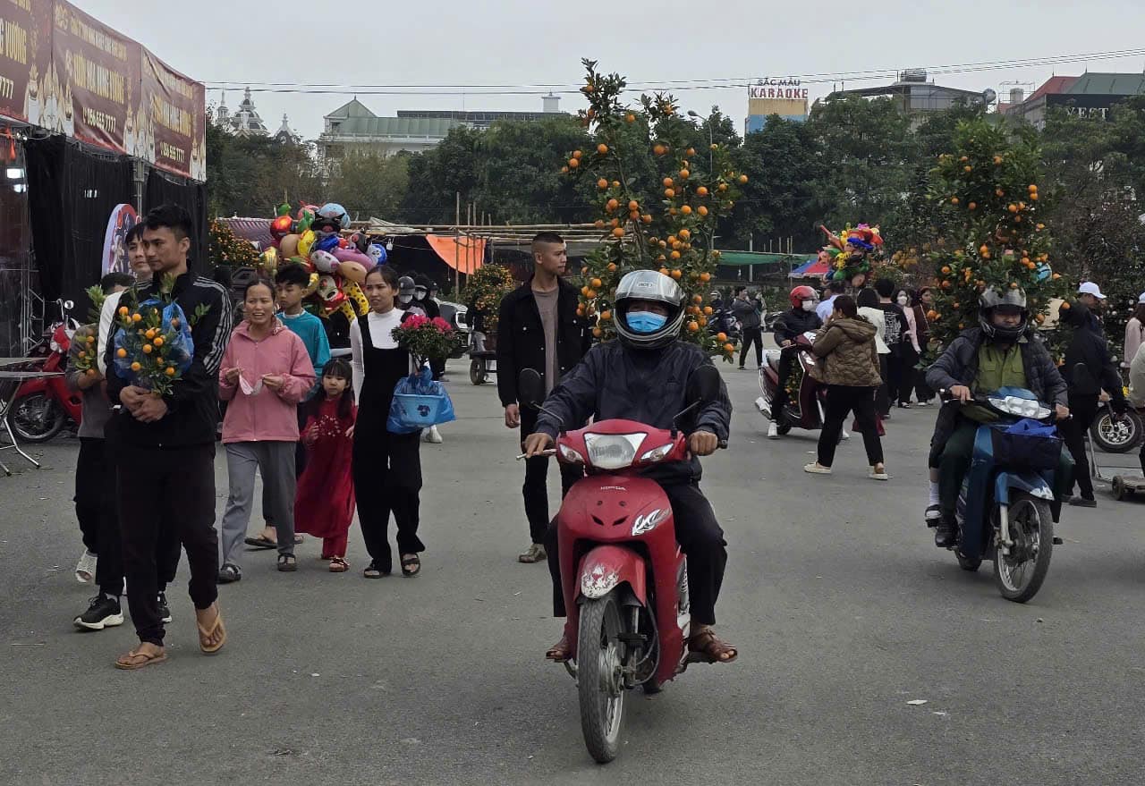 Bustling trading scene at Ninh Binh Tet flower market. Photo: Nguyen Truong