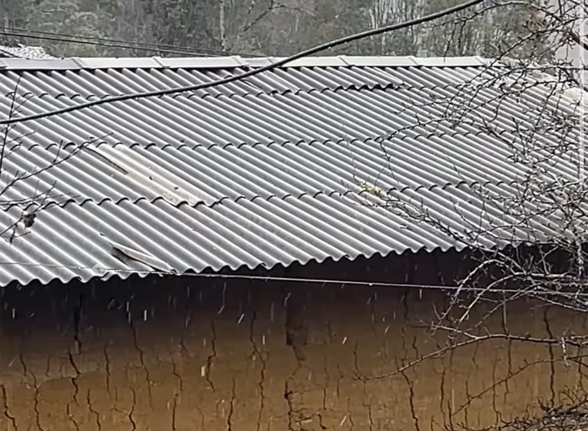 Temperatures dropped sharply, and in Ha Giang, snow fell as lightly as small raindrops. Photo: Quang Huy.