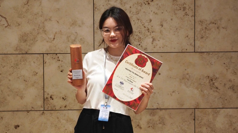 Contestant Nguyen Thi Minh Nhat won first prize at the ZhongSin International Music Competition. Photo: Interviewee