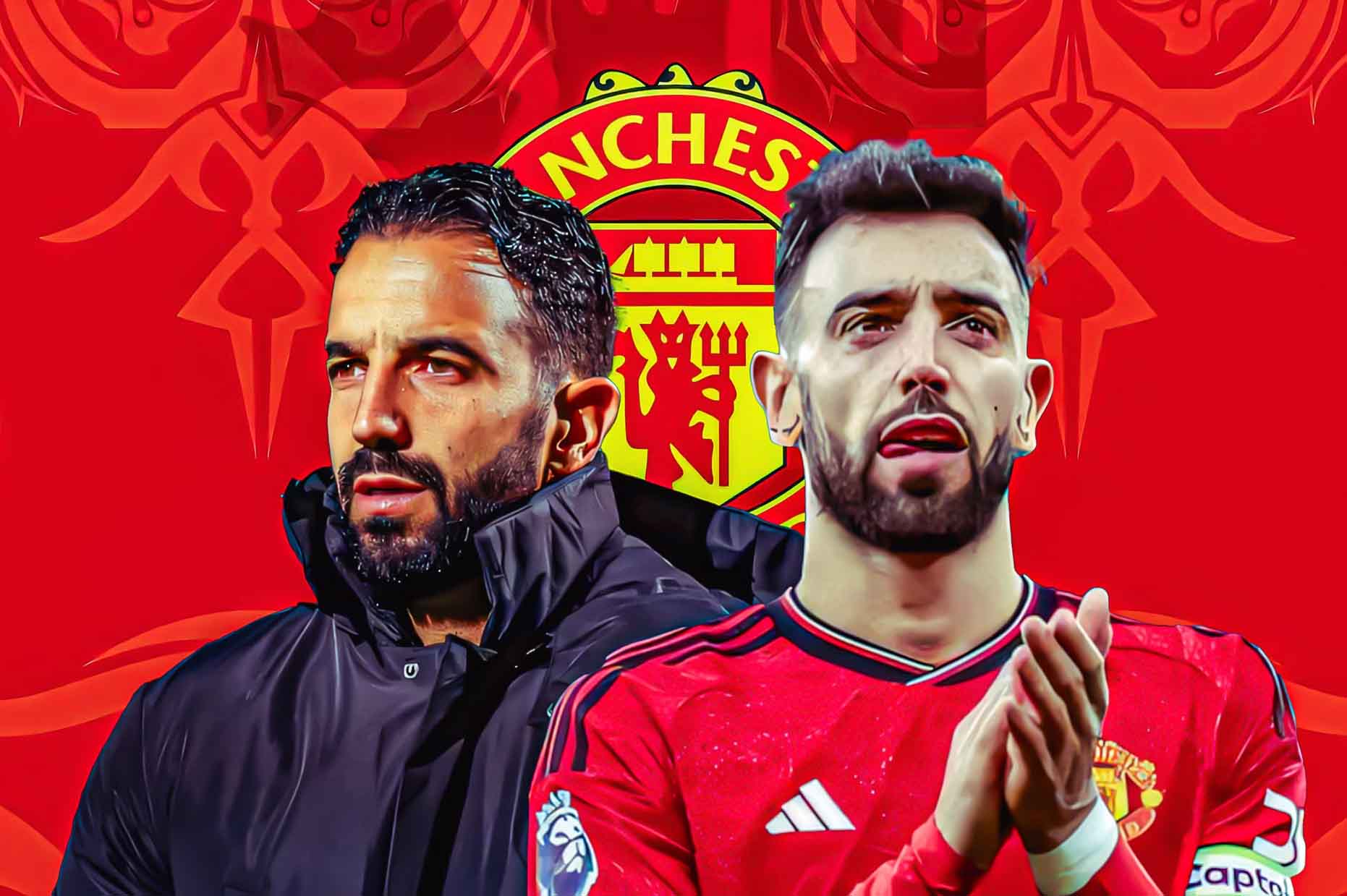 Ruben Amorim and Bruno Fernandes need to understand each other to bring Man United back. Photo: GiveMeSport