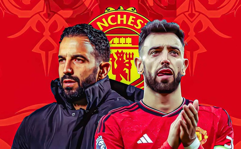 Ruben Amorim and Bruno Fernandes need to understand each other to bring Man United back. Photo: GiveMeSport