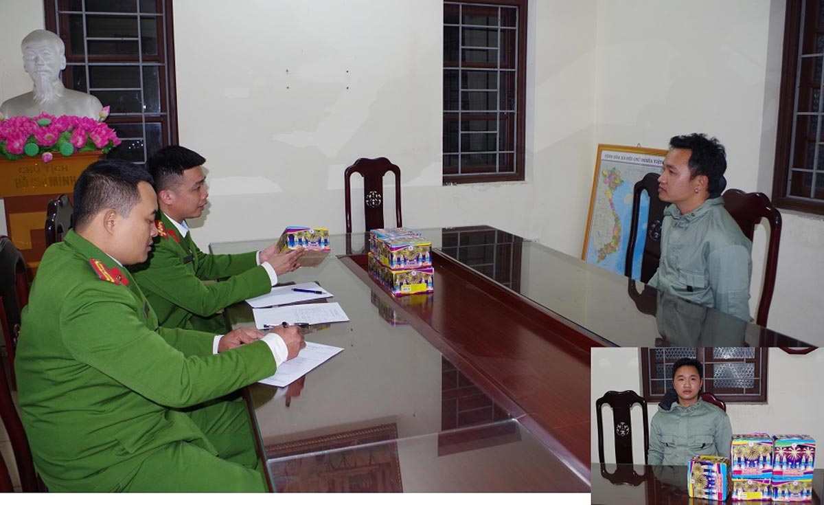 Vinh and evidence of the case. Photo: Ha Nam Provincial Police