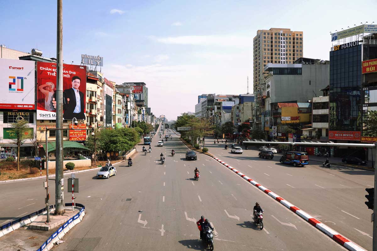 Khu vực Ngã tư Sở cũng “thoát khổ” sau khi lượng lớn người dân và phương tiện đã về quê ăn Tết.