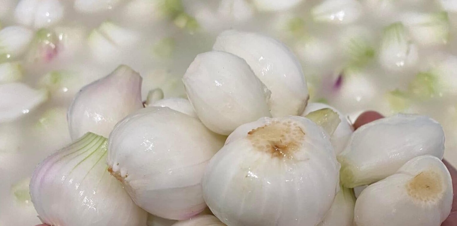Pickled onions are a popular dish when combined with banh chung during Tet, but gout patients should consider before using them. Photo: Kieu Vu